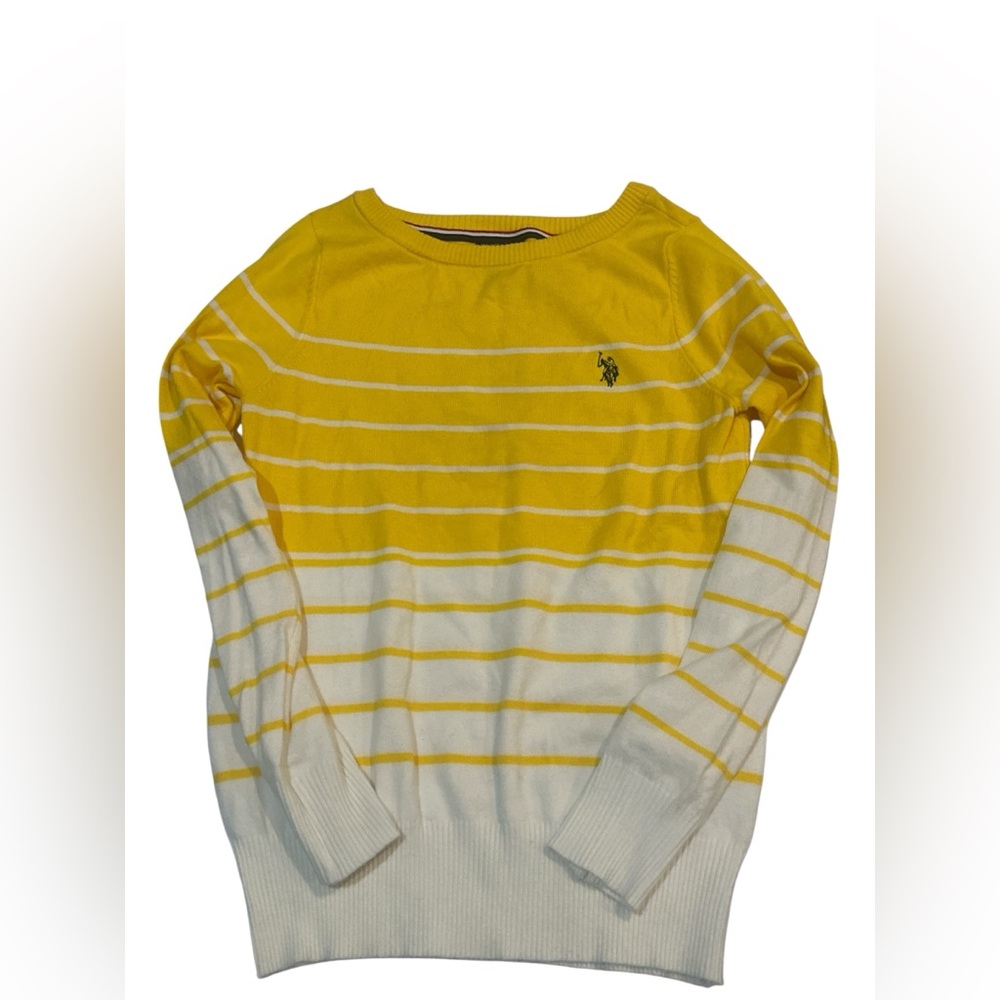 U.S. Polo Assn. Yellow & White Striped Knit Sweater size S women